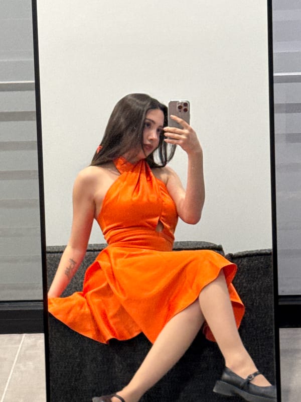 Woman takes mirror selfie in Yerevan, Armenia