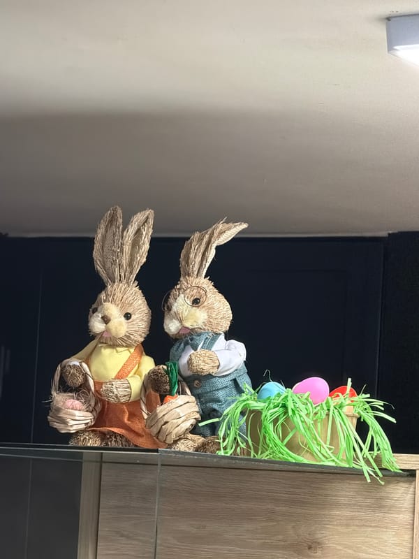 Easter decorations, street art, and café scenes documented in Sofia