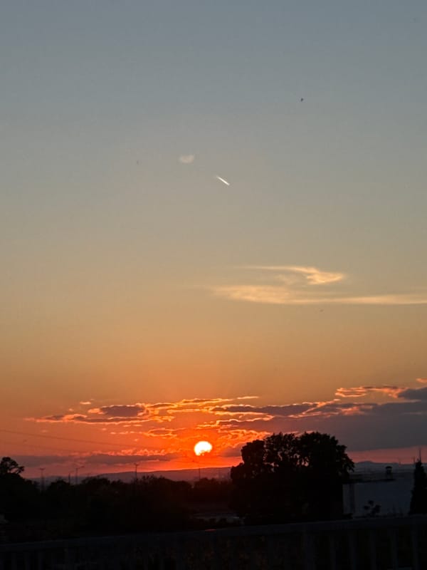 Sunset observed through clouds near Burgas, Bulgaria
