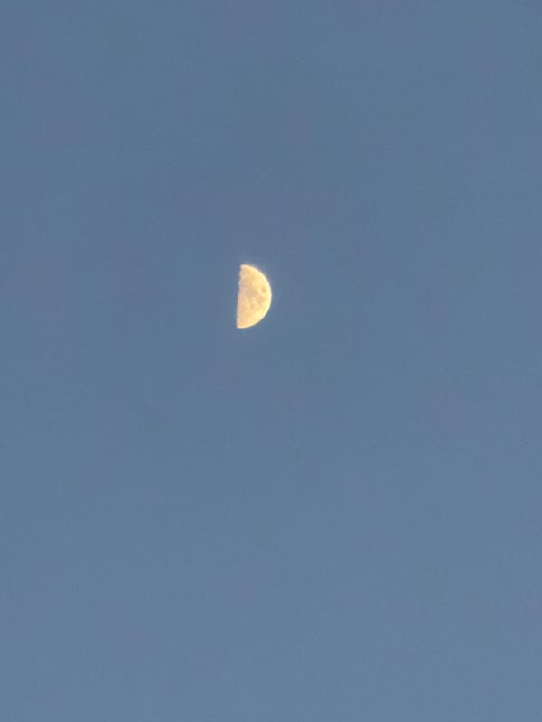 Daytime moon sighting and hookah session documented simultaneously