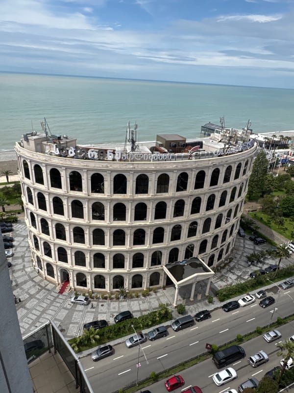 Aerial views captured of Batumi coastal hotel and streets