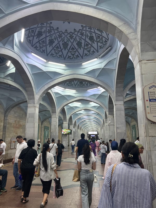 Metro station architecture documented in Tashkent, Uzbekistan