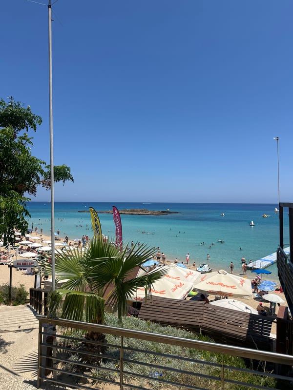 Busy summer morning at Fig Tree Bay, Protaras, Cyprus