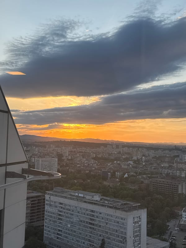 Sofia sunset and dinner documented by local observer