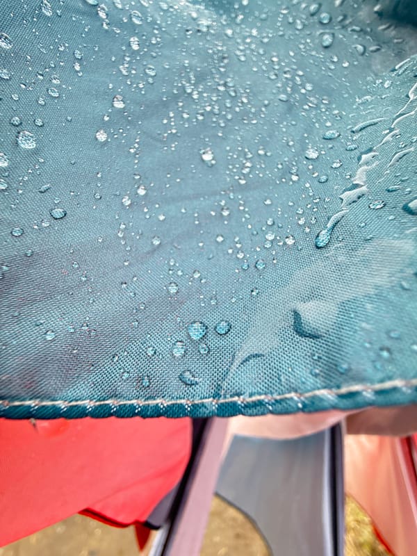 Water droplets observed on tent fabric in Dmitrov