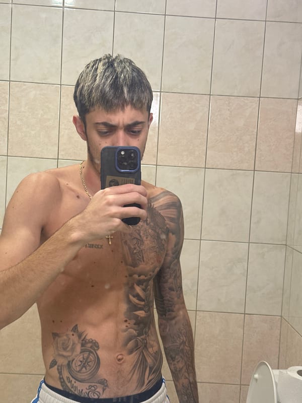 Man takes bathroom selfie in Varna, Bulgaria