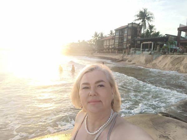 Sunset evening along the beach in Phu Thuy Ward, Vietnam
