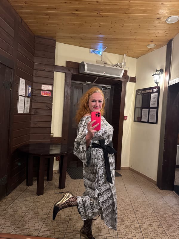 Woman takes selfie in Chaikovsky restaurant