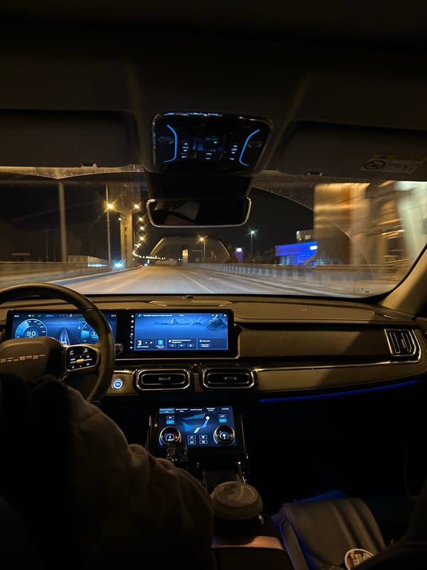 Nighttime drive through Perm captured from vehicle interior