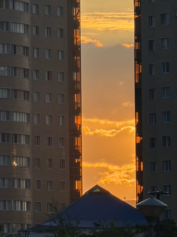 Sunset and summer blooms in Astana, Kazakhstan