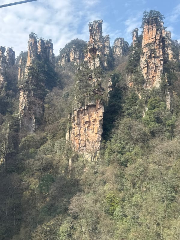 Cable cars operate through Wulingyuan's sandstone formations