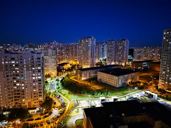 Evening residential views from Odintsovo apartment buildings