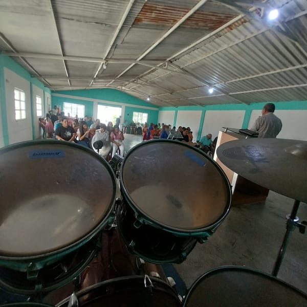 Musicians perform at indoor gathering in Tinaquillo, Venezuela