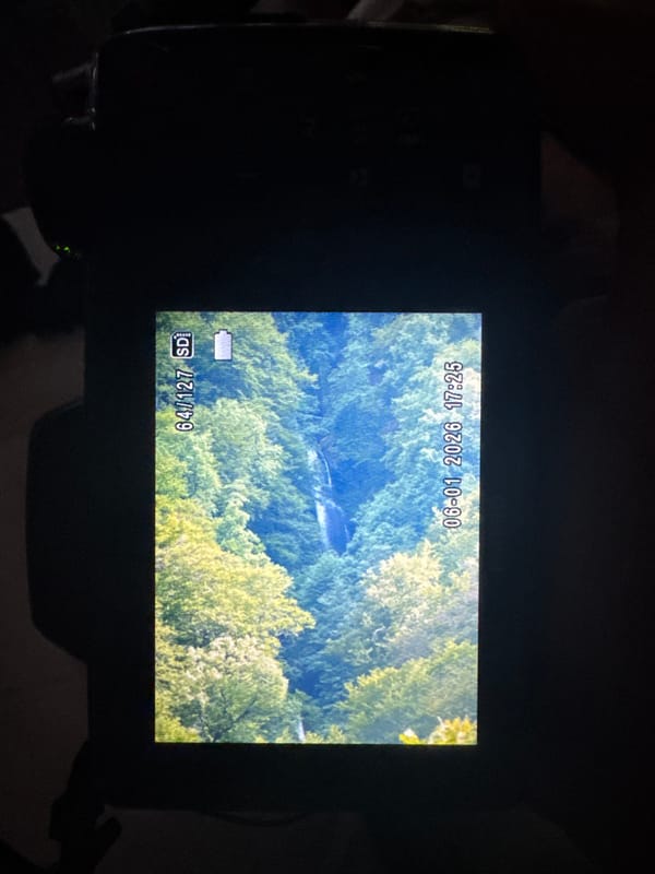 Person Reviews Photos on Digital Camera in Bulgarian Village