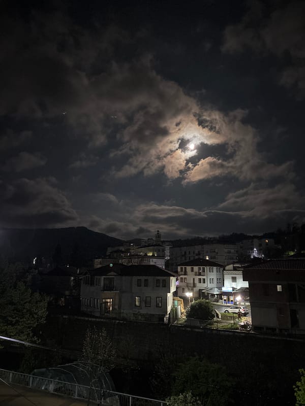 Full moon illuminates Zlatograd Bulgaria during late night observations