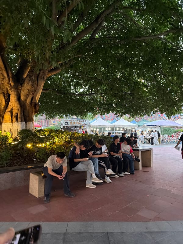 Lively evening scene at a Chongqing pedestrian shopping street