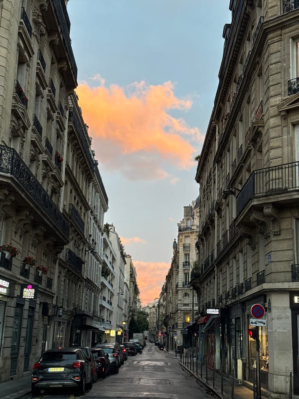 Parisian street scene documented showing classic architecture