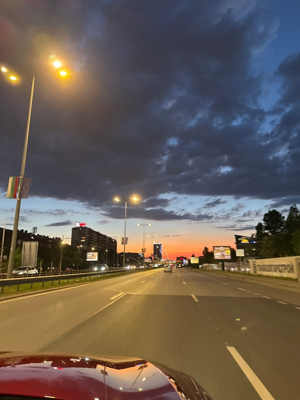 Dramatic dusk sky captured from Sofia road