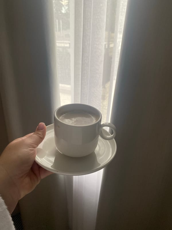 Morning routine documented in Sochi hotel or residence
