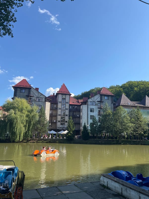 Lakeside resort day in Сонячне: boats, fishing, and rabbits