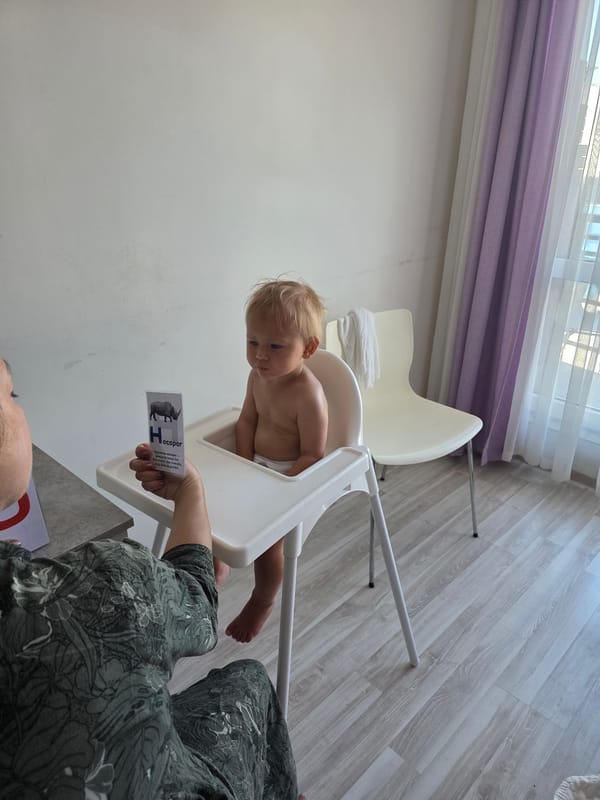Flashcard time with a toddler in Sochi, Russia