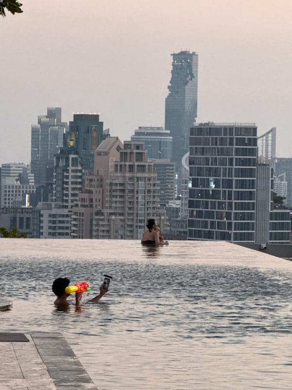 Bangkok skyline captured from multiple vantage points during morning hours