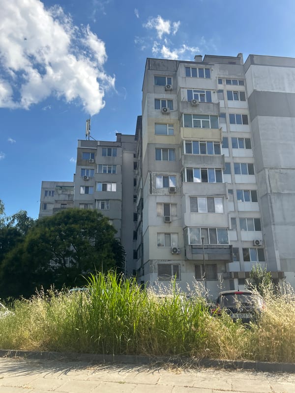 Sunny afternoon street-level look at a Varna residential neighborhood