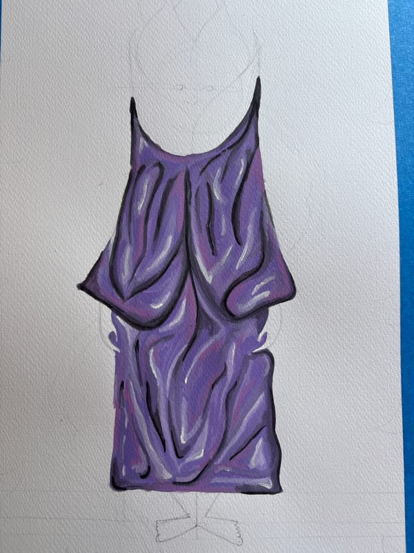 Purple artwork documented on paper in Mexico City suburb