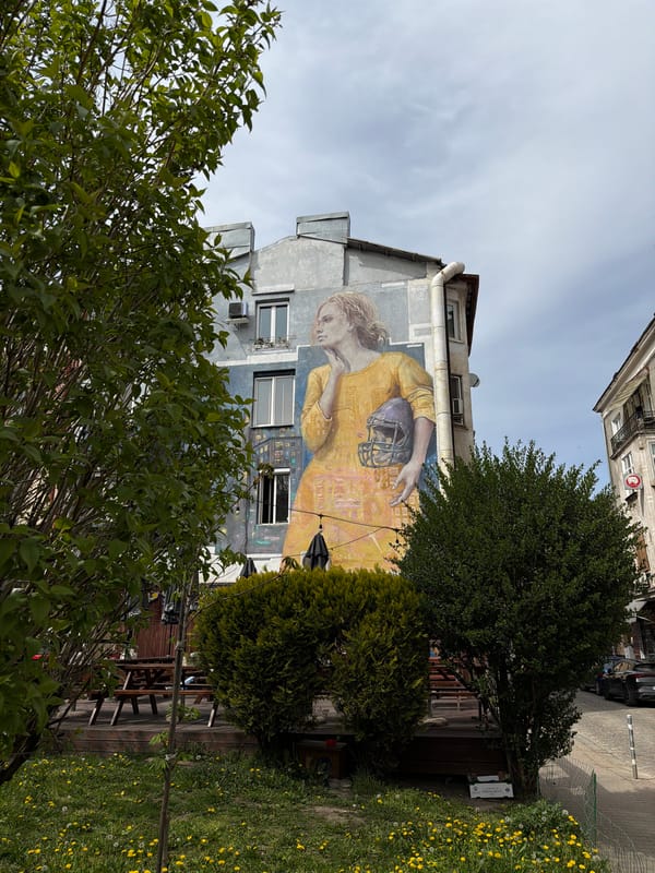 Mural of woman with football helmet spotted in Sofia