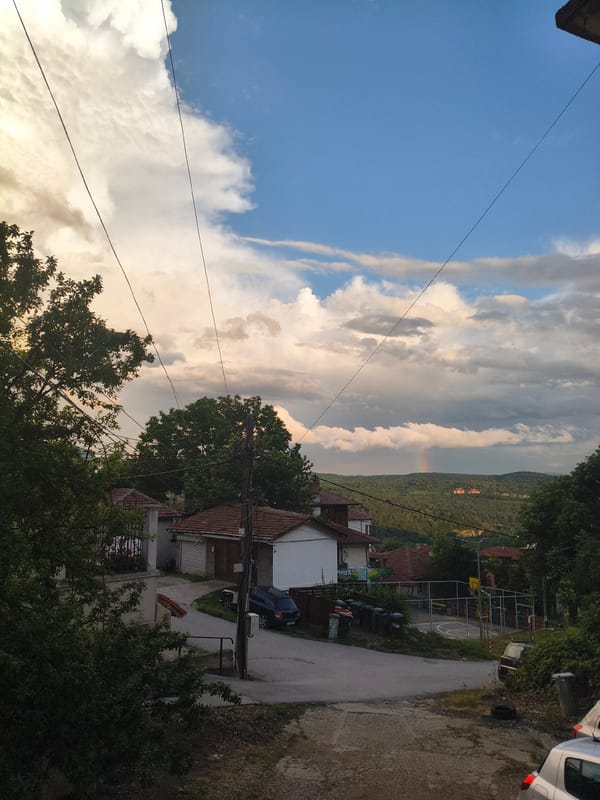 Evening light illuminates Veliko Tarnovo residential areas