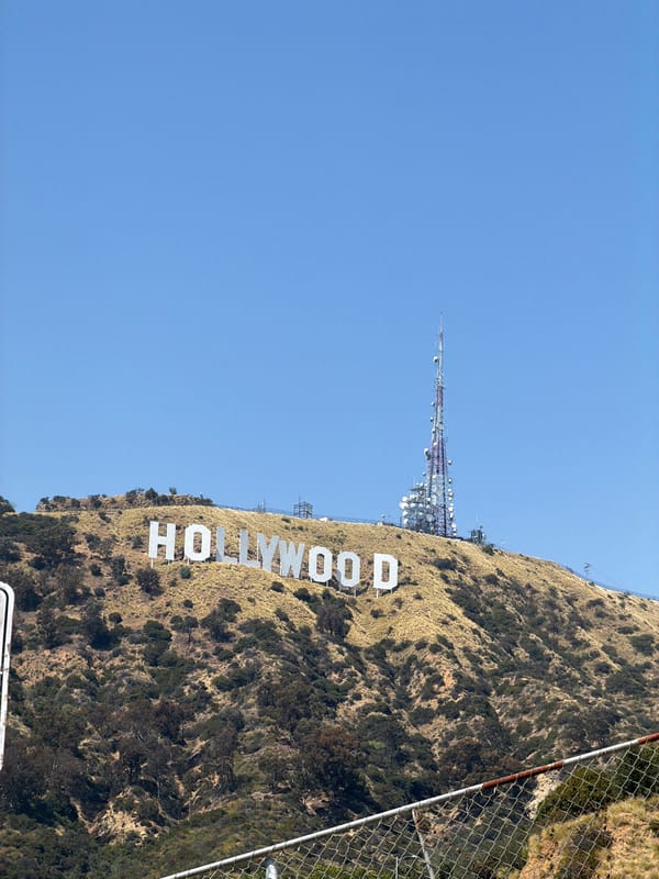 Hollywood Sign photographed from hillside vantage point in Los Angeles