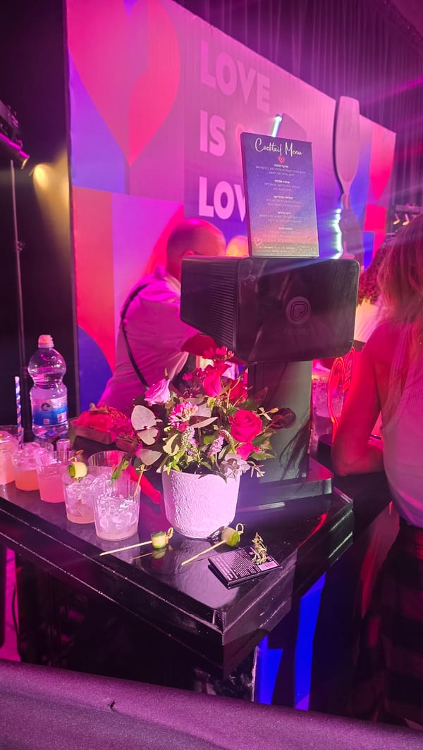 Love Is Love event night in Tel Aviv with themed décor and bites