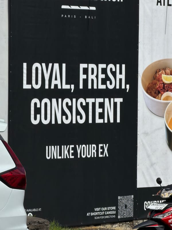 Humorous business sign spotted in North Kuta, Indonesia