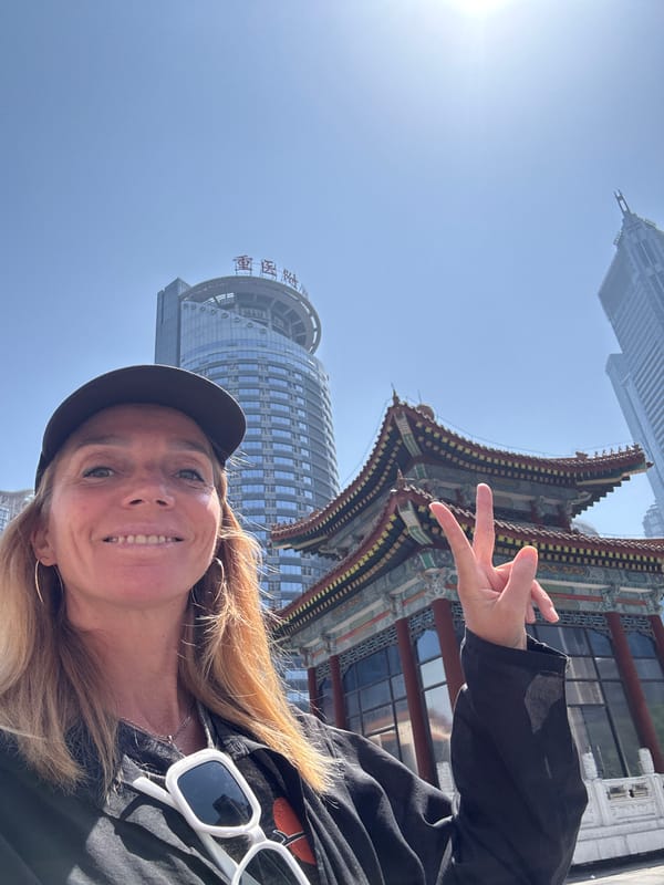 Tourist documents early morning walk through Chongqing's Yuzhong District