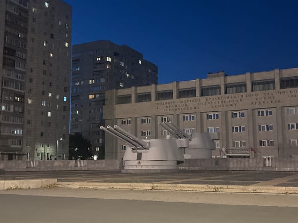 Saint Petersburg landmarks and city lights after dark