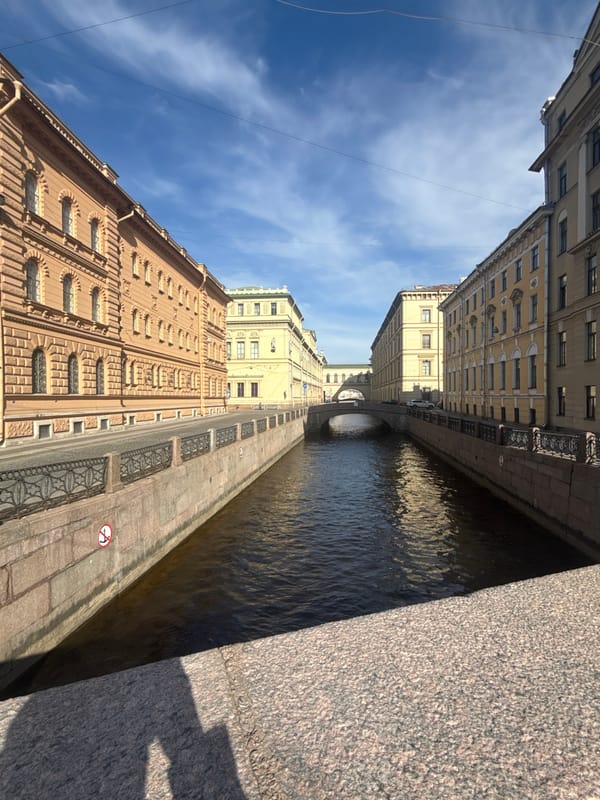 Serene canal moment captured in Saint Petersburg morning light