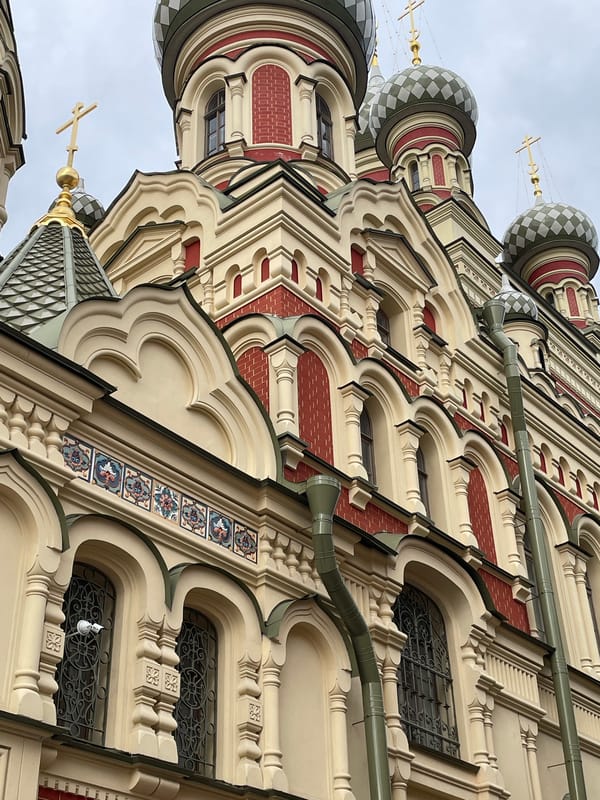 Churches, street traffic, and urban textures in central St. Petersburg