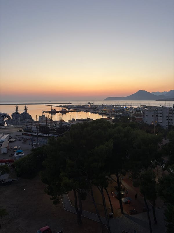 Bar, Montenegro harbor at dusk, multiple angles