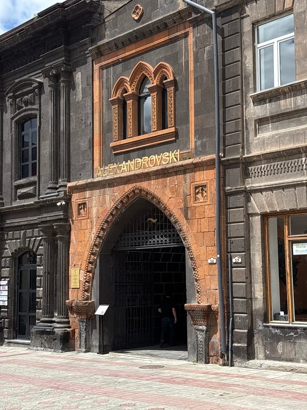 Morning walk through historic downtown Gyumri, Armenia