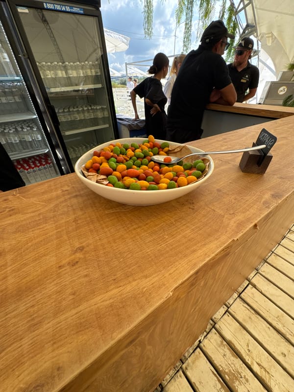 Beachside café scene in Vityazevo, snacks and summer crowds