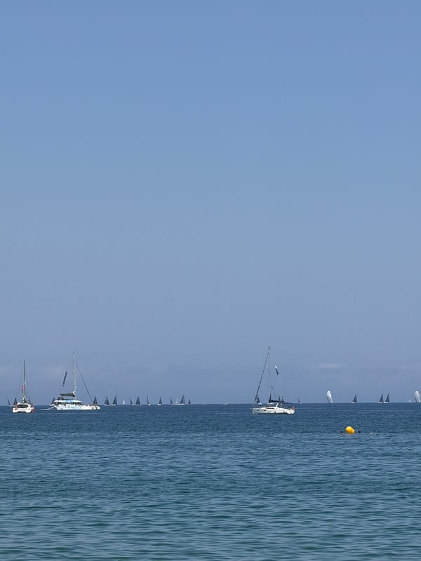 Barcelona coastal activities include sailing regatta and beach scenes