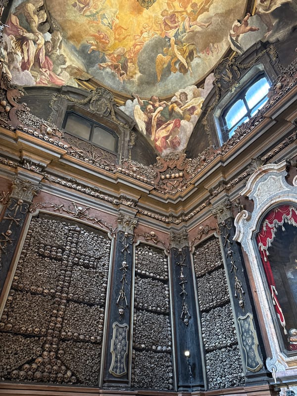 Milan's Capuchin Ossuary, walls lined with arranged human bones