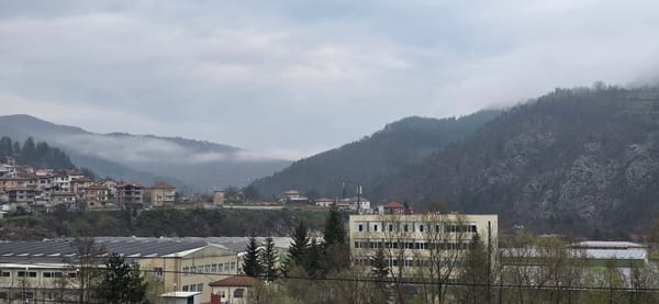 Overcast morning view documented in Rudozem, Bulgaria