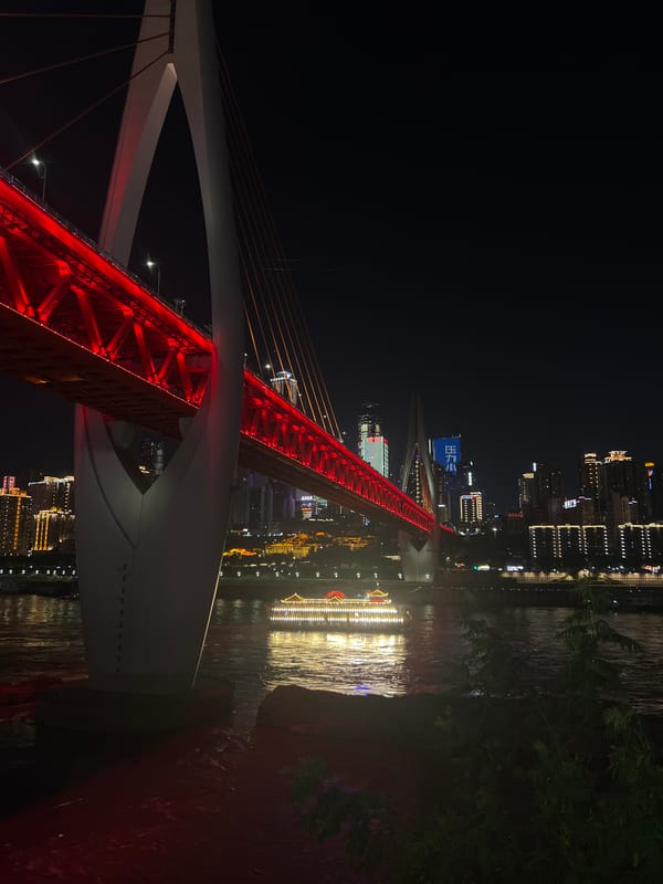 Chongqing's Nan'an waterfront lit up at night
