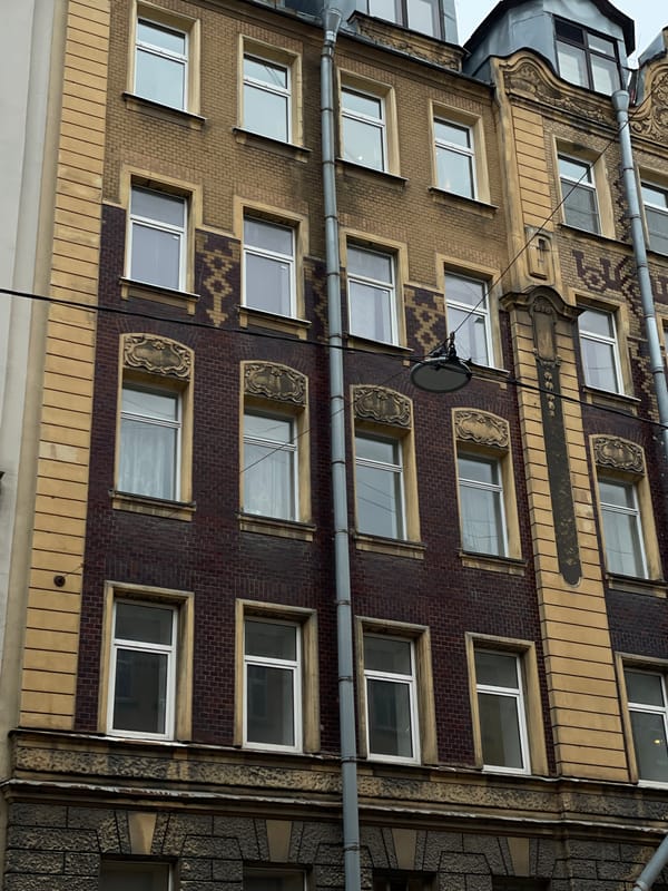 Historic Saint Petersburg architecture documented during evening street walk