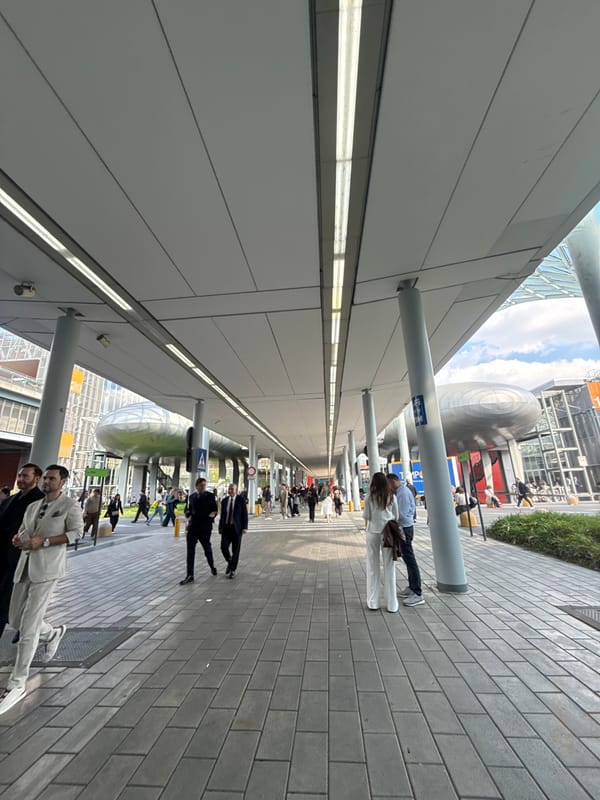 Modern furniture showroom and walkways documented in Rho