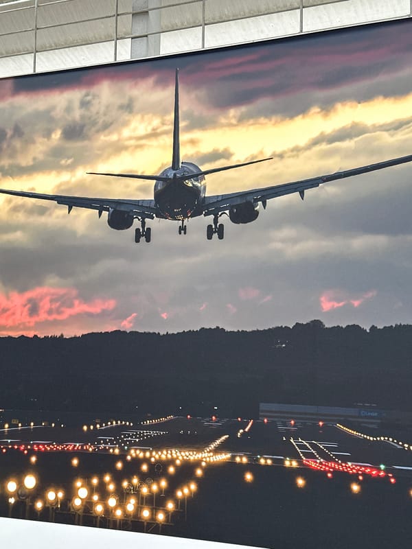 Ordinary evening activities documented at Kraków airport terminal