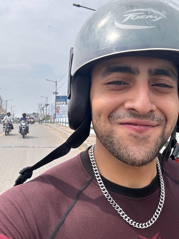 Motorcyclist spotted on early morning Kolkata street
