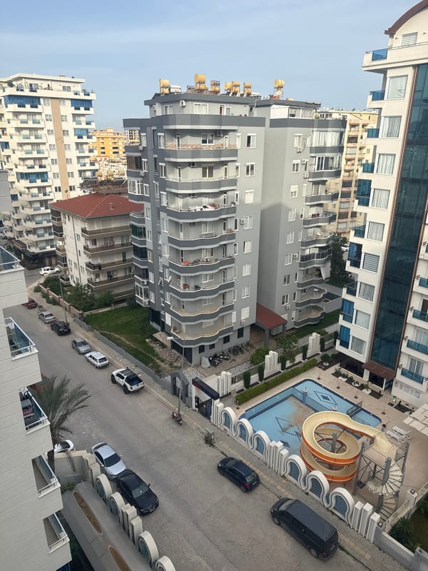 Aerial survey documents unknown city's high-rise district over six minutes