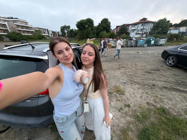 Women take selfies in Lozenets, Bulgaria during afternoon outing